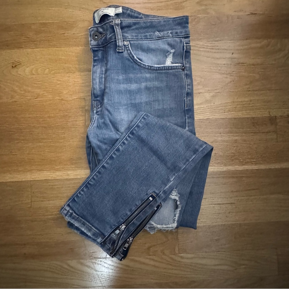Topman Blue Distressed Jeans